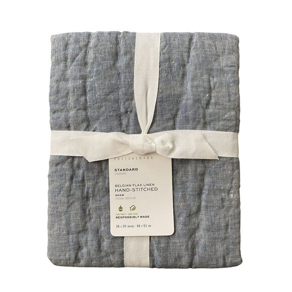 Pottery Barn Belgian Flax Linen Hand-Stitched Sham 26 inches X 20 inches NEW - Picture 3 of 5